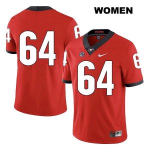Women's Georgia Bulldogs NCAA #64 David Vann Nike Stitched Red Legend Authentic No Name College Football Jersey GYJ7454BK